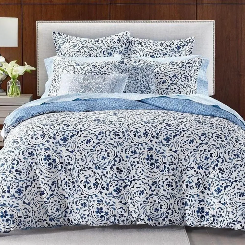 Sky Emilia White/Lilac 100% Cotton Paisley Boho Duvet/Pillow Sham Set Size Twin